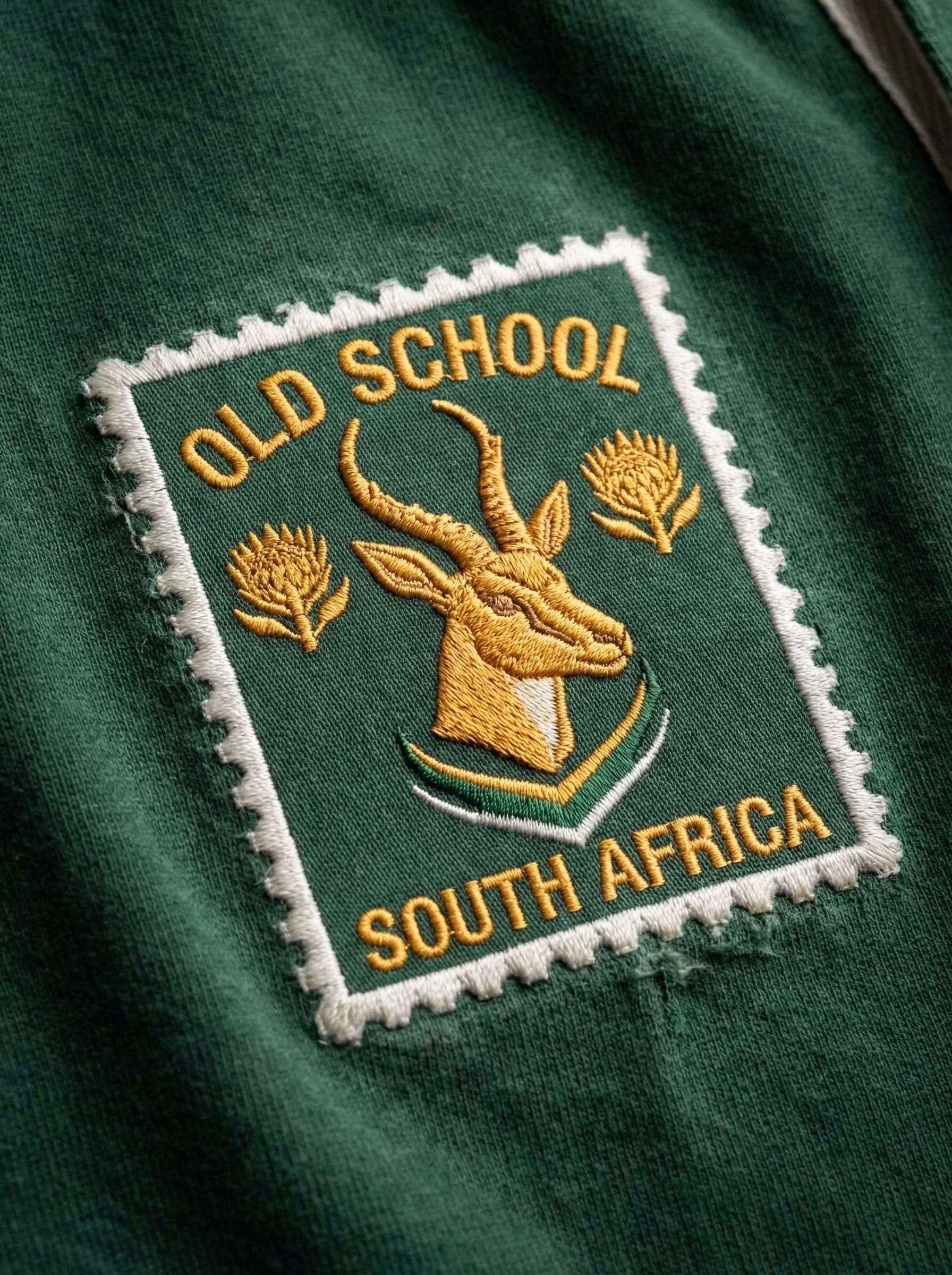 Badge WIP, stamp form, springbok head with chevron, version two