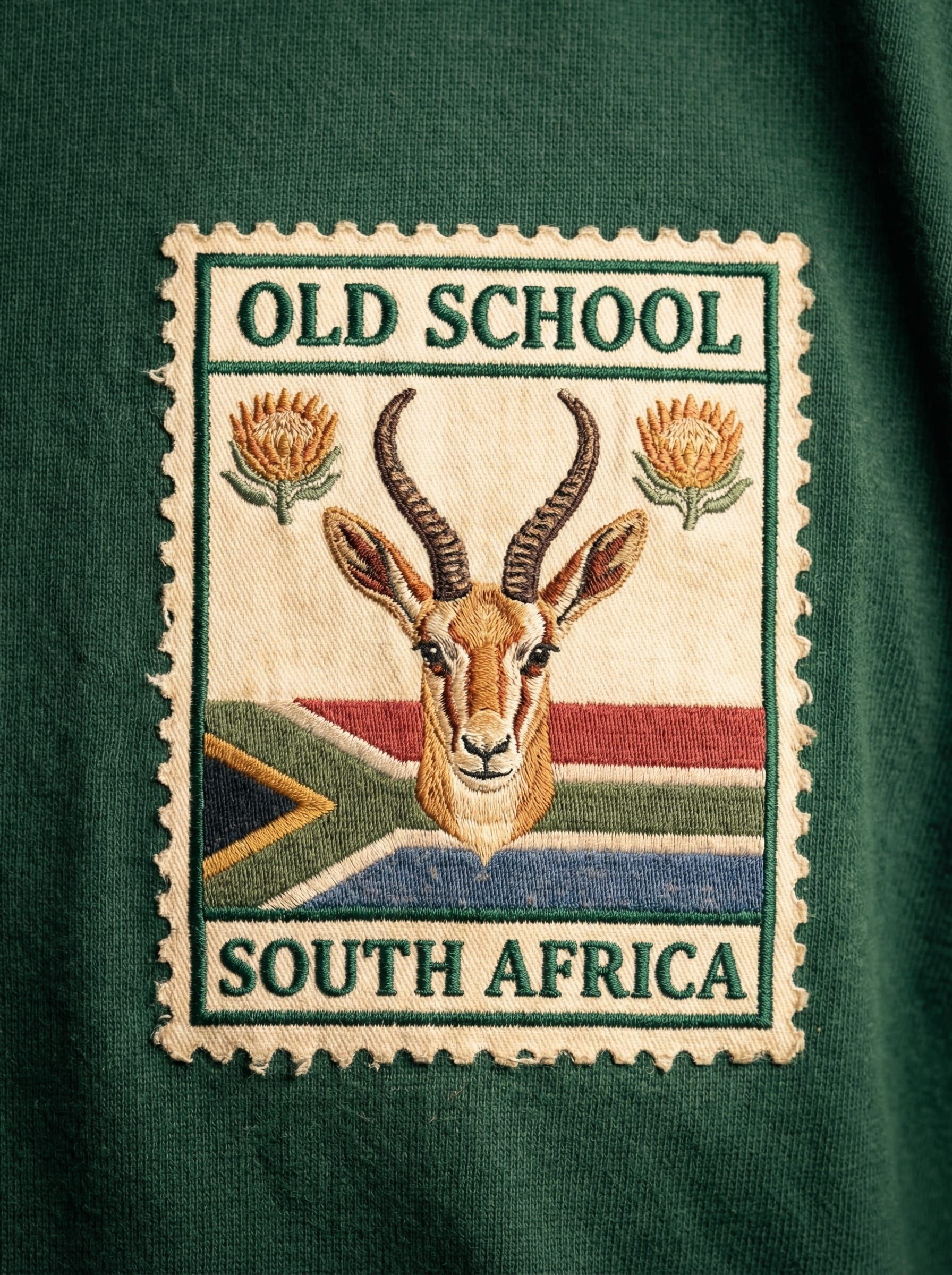 Badge WIP, stamp with springbok over the South African flag